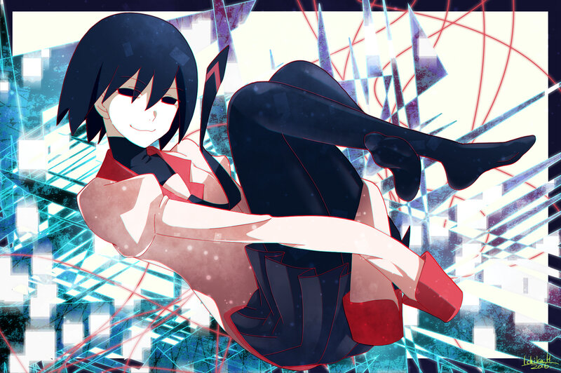 Anime Character in Dynamic Pose — Black, Red Shoes