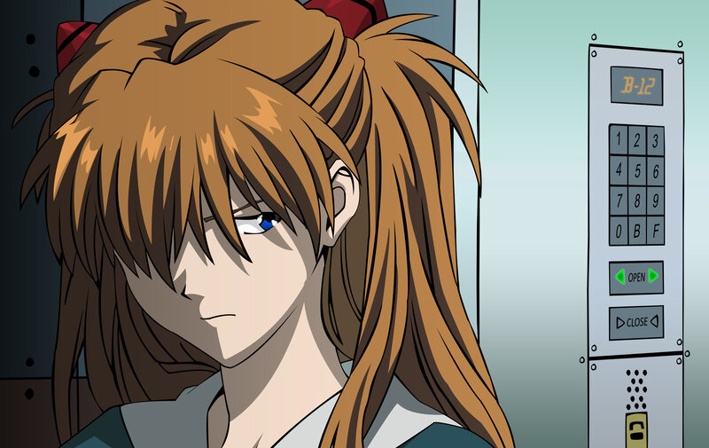 anime character in elevator