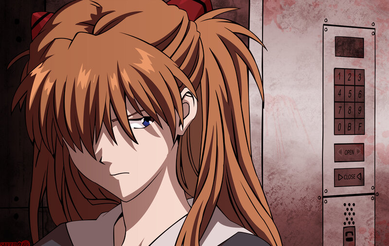 Anime Character in Elevator — Brown, Dramatic