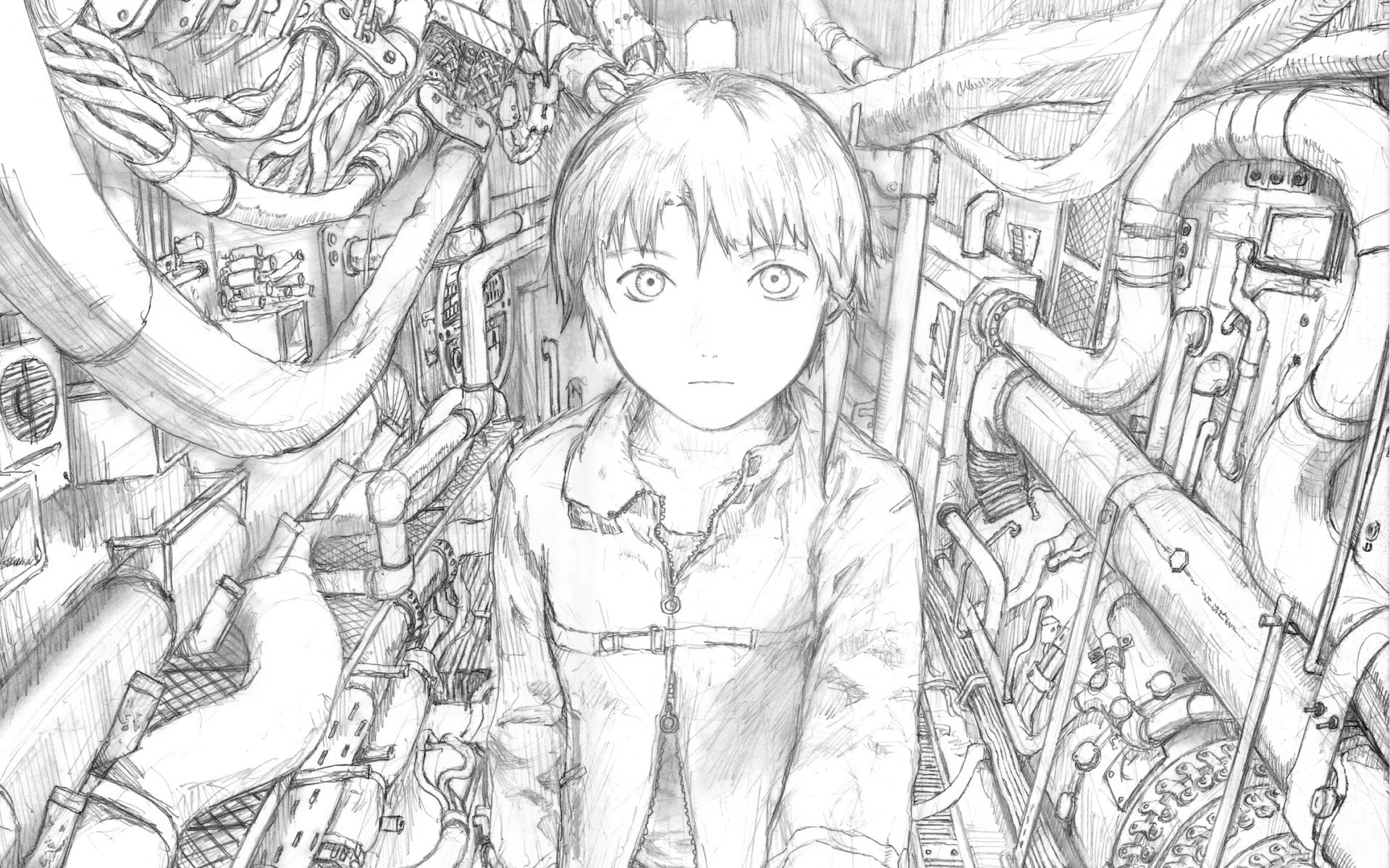 anime character in engine room
