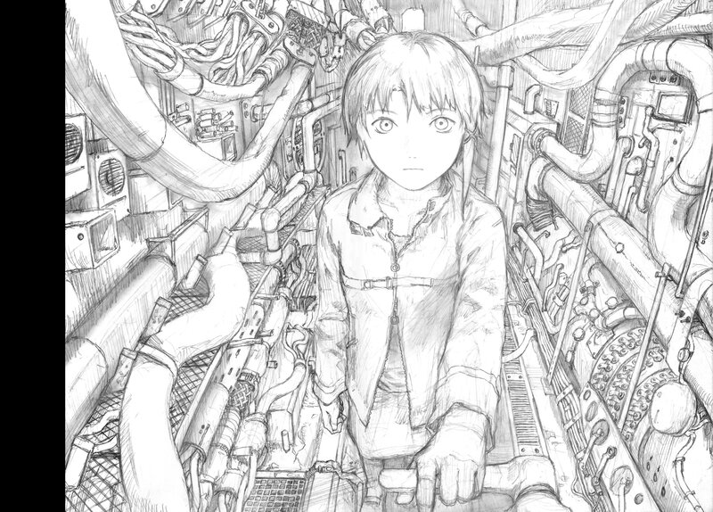 anime character in engine room
