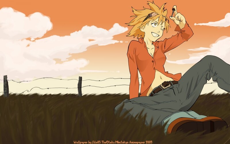 Anime character in field