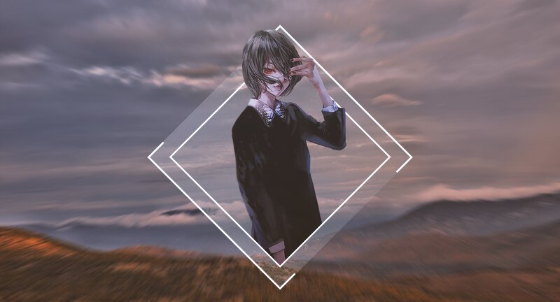 Anime Character in Field — Gray