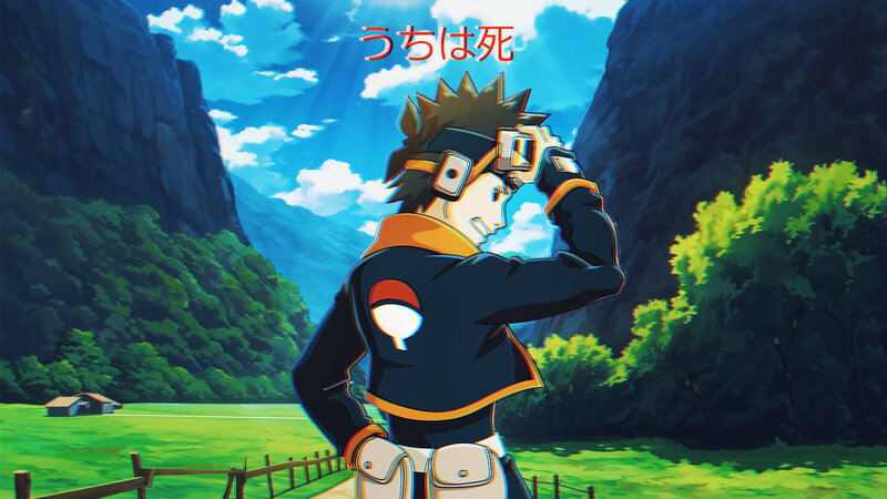 Anime Character in Field — Green, Dramatic, Afternoon