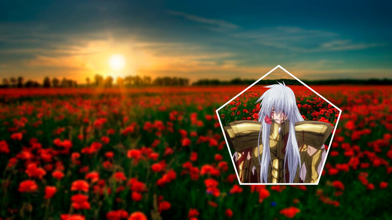 Anime Character in Field — Red, Dramatic