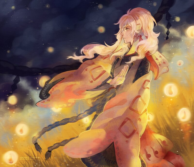 Anime Character in Field — Yellow
