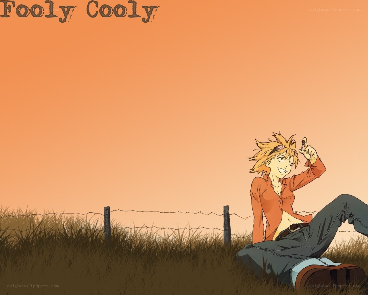 Anime character in field