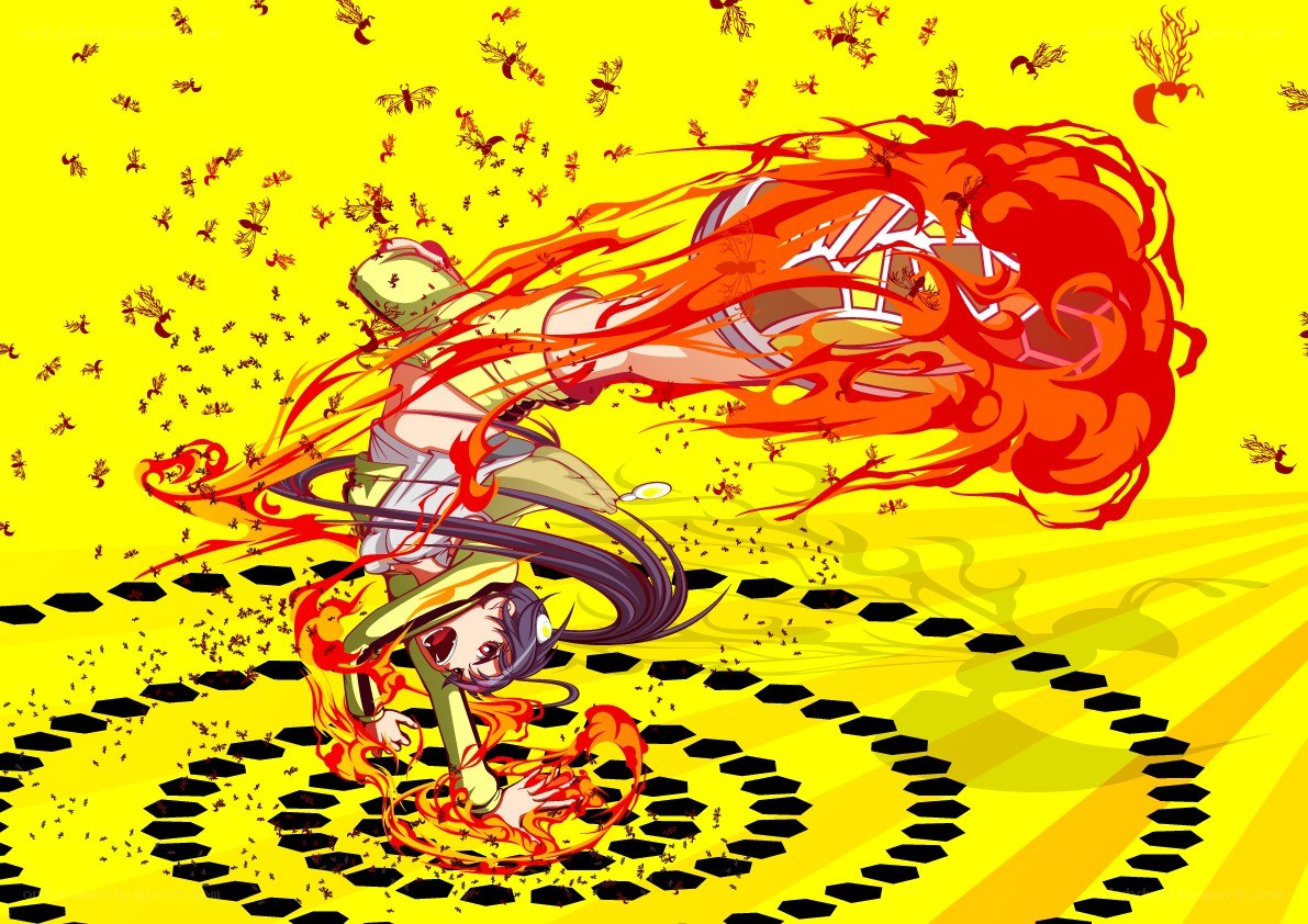 anime character in fiery attack