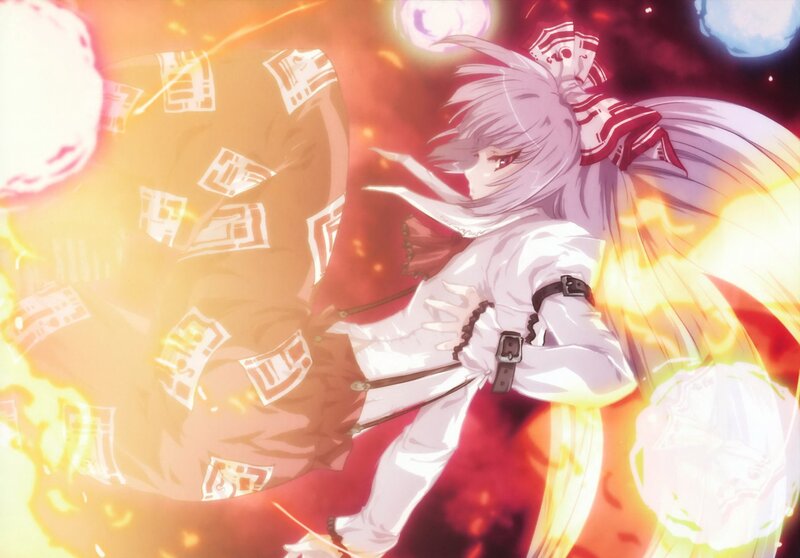 anime character in fiery battle