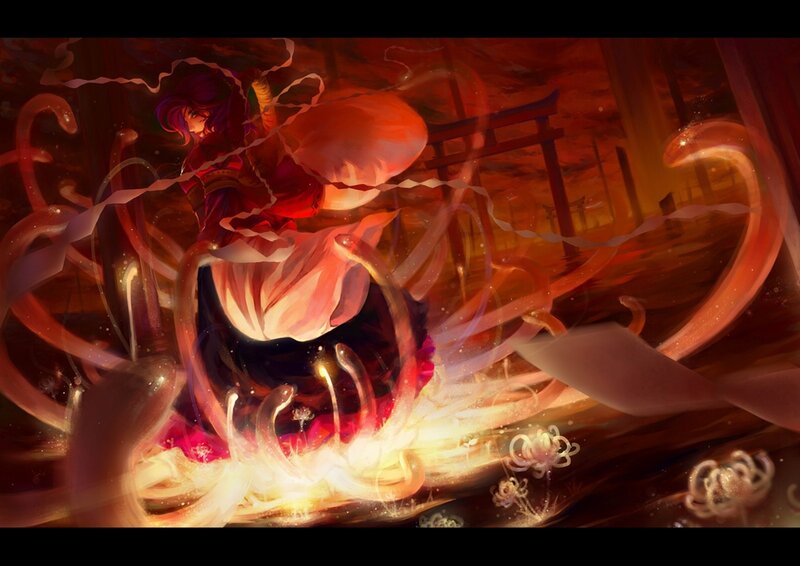 Anime character in fiery battle