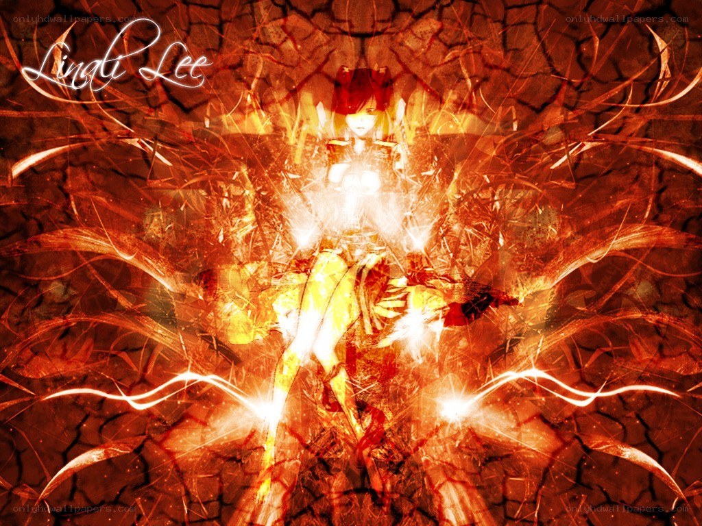 Anime character in fiery explosion