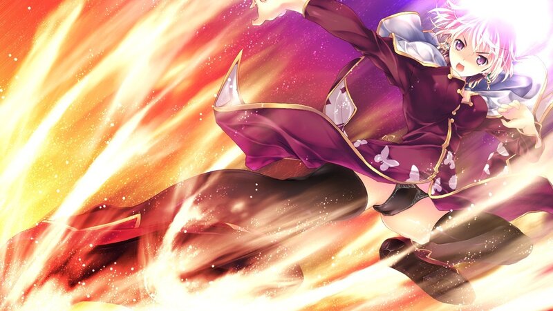 anime character in fiery motion