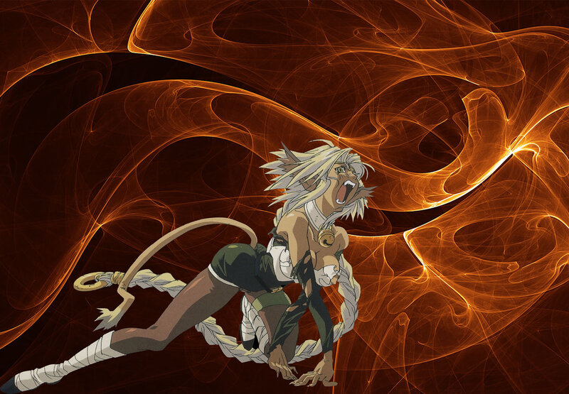 anime character in fiery motion