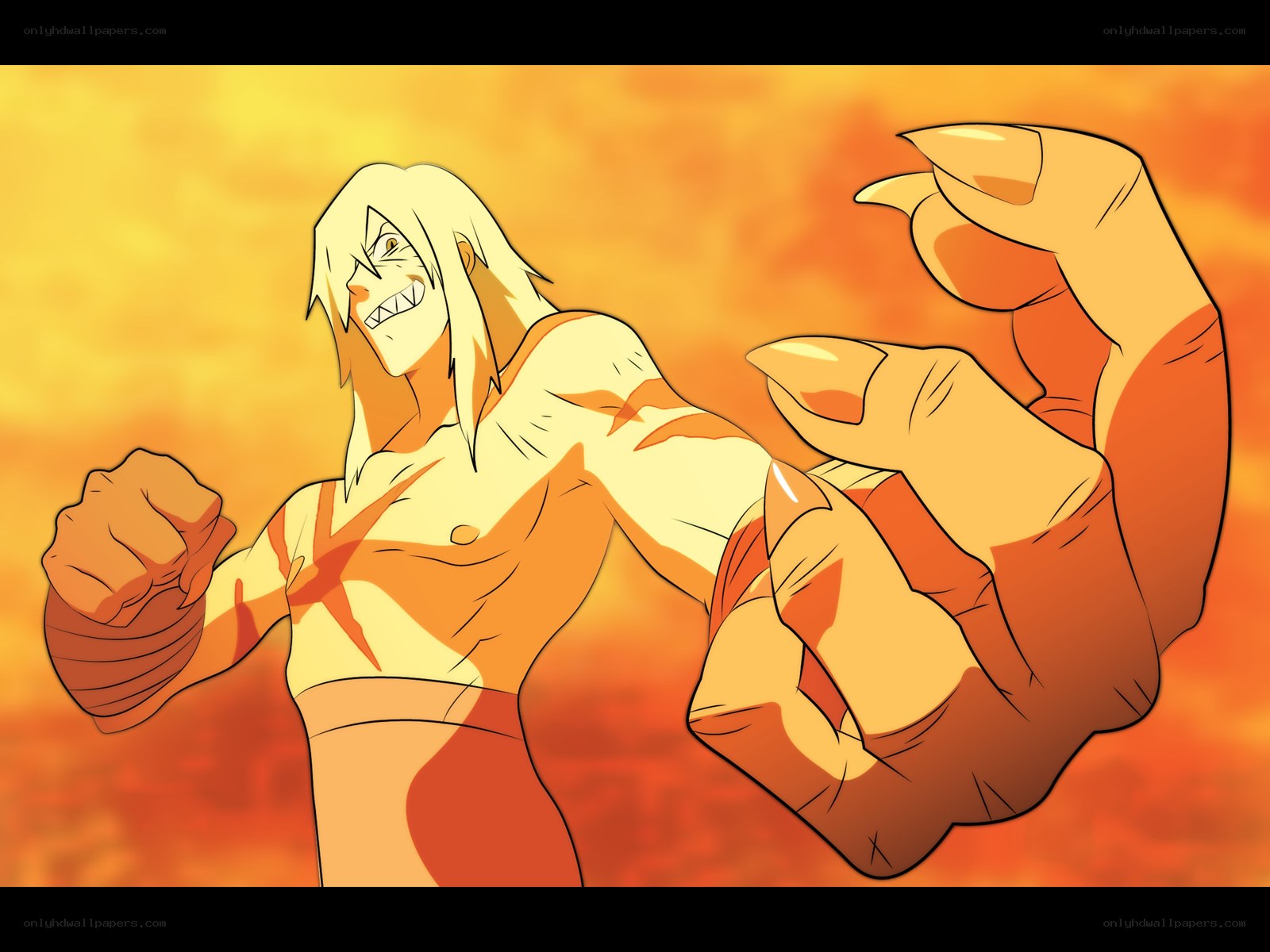 anime character in fiery pose