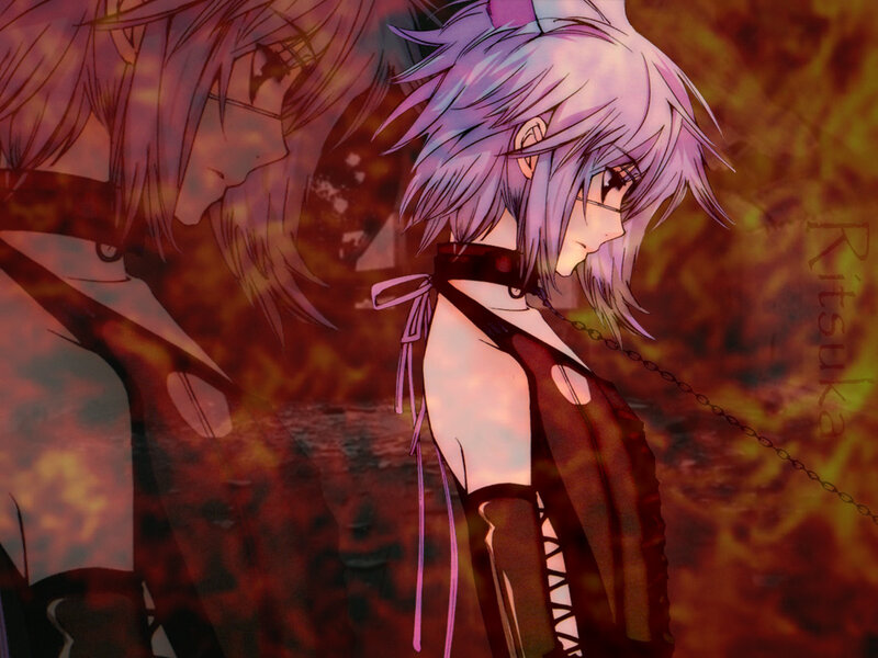 Anime character in fiery scene