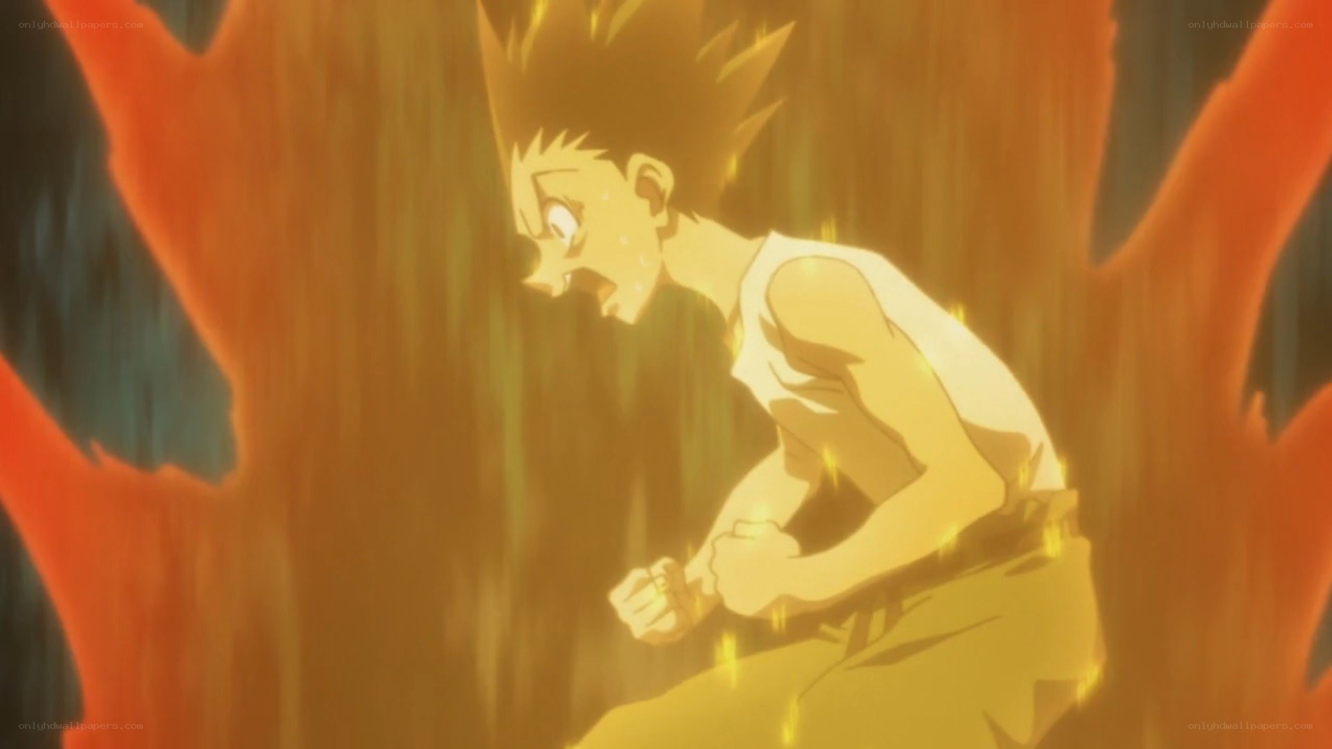 anime character in fiery scene