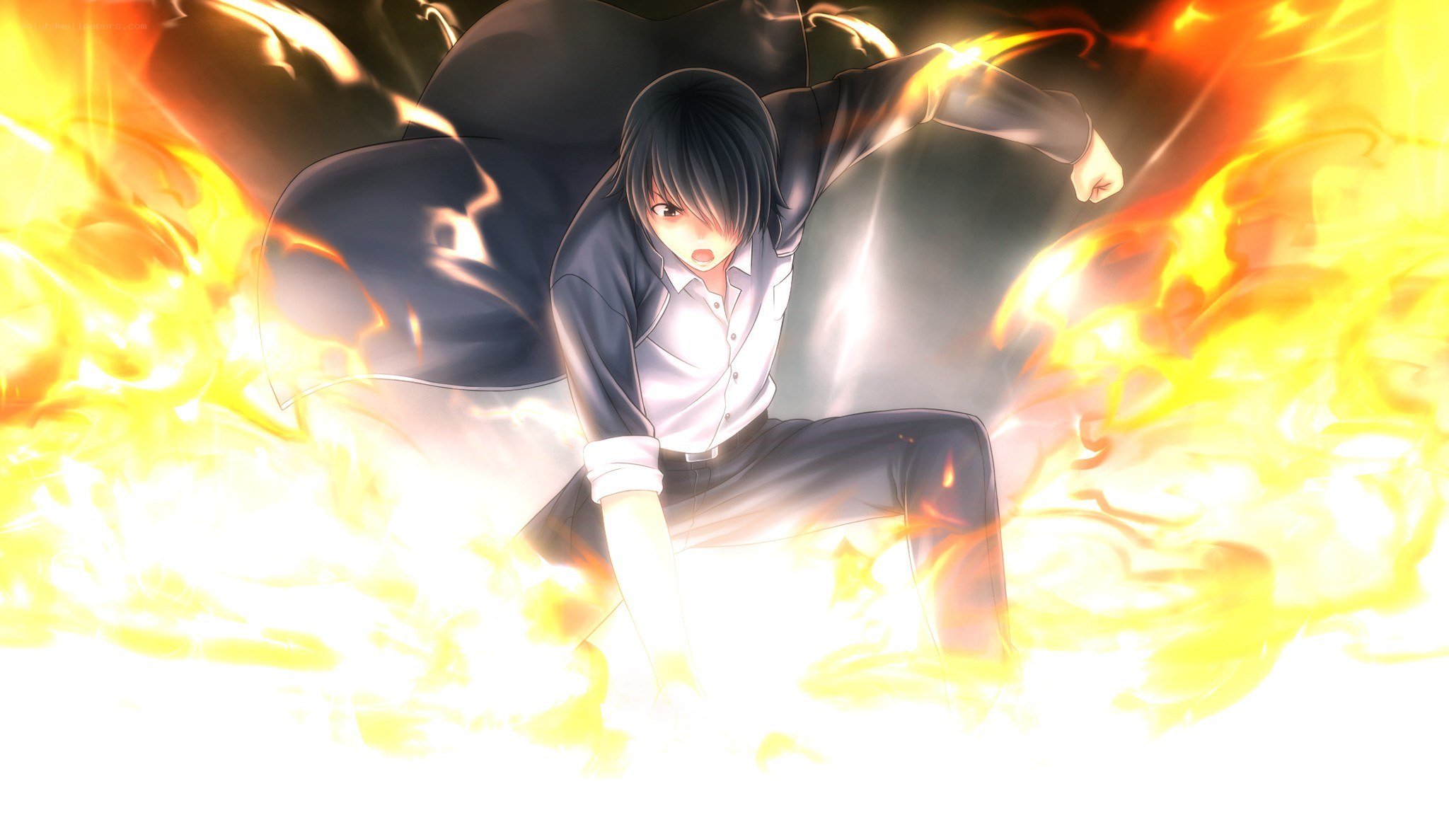 anime character in fire