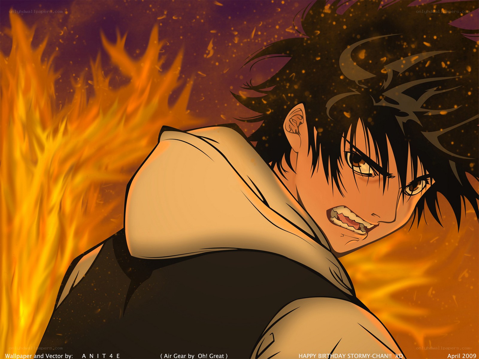 anime character in fire