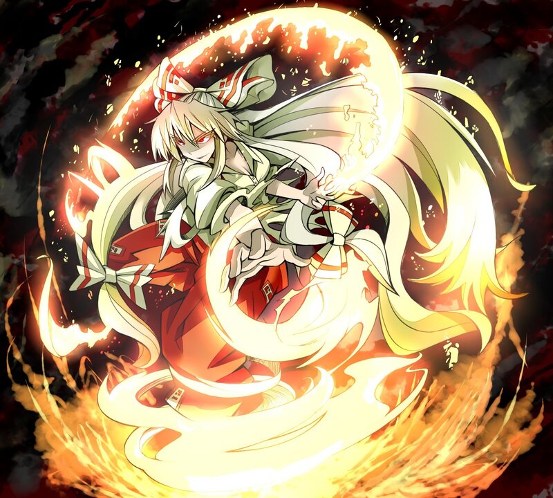 Anime character in fire attack