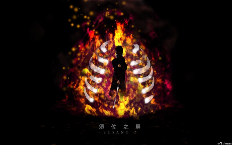 Anime Character in Fire — Black, Dramatic