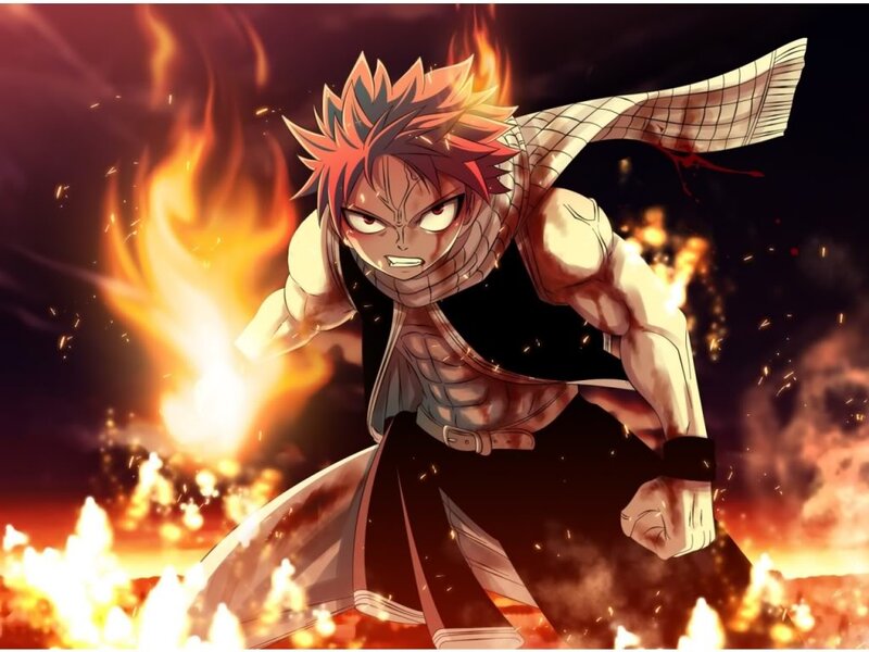 Anime Character in Fire — Orange, Dramatic, Flames