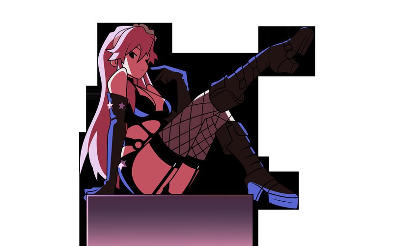 anime character in fishnet outfit
