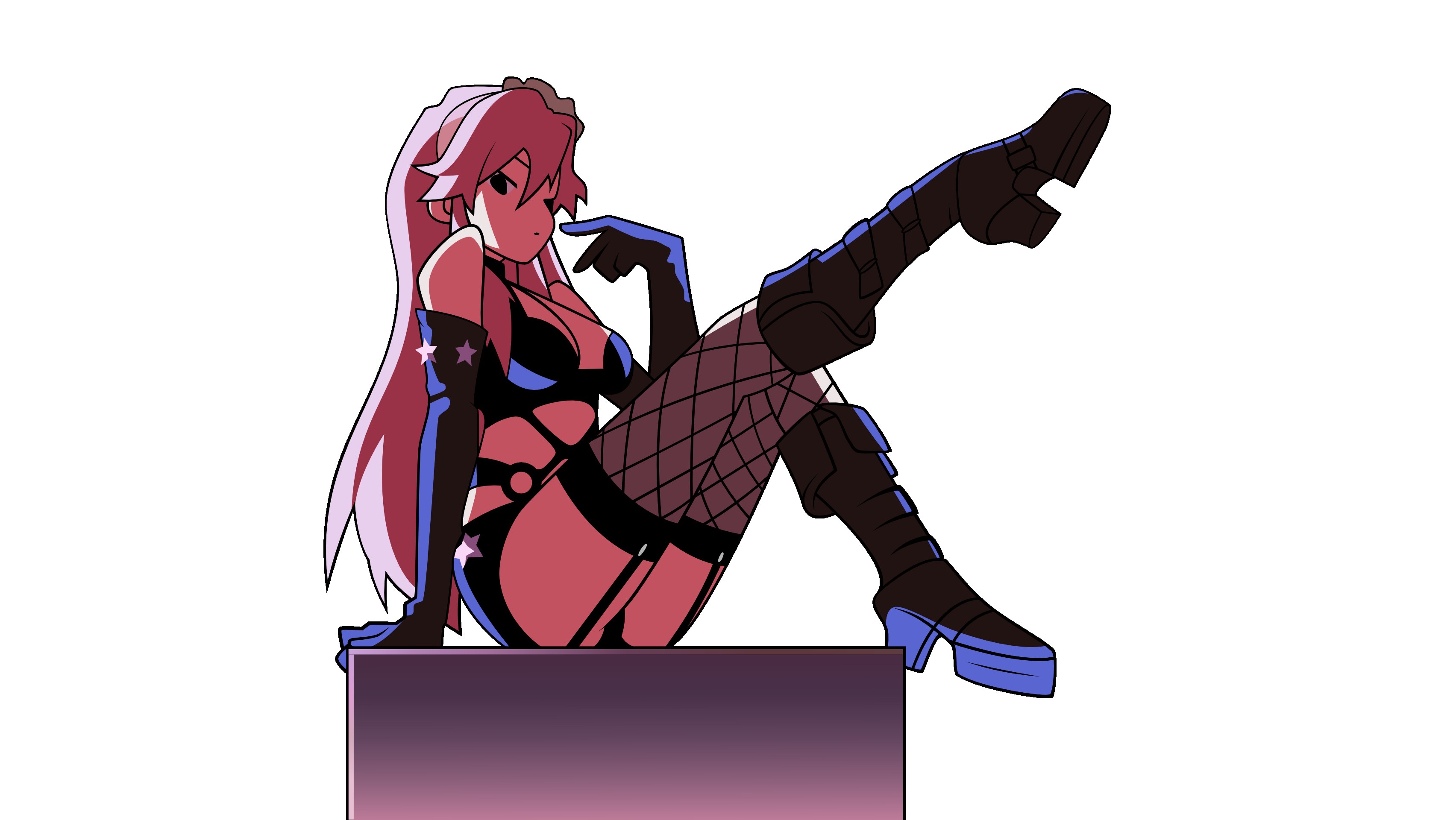 anime character in fishnet outfit