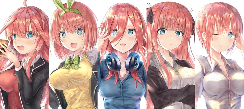 Anime Character in Five Outfits — Pink