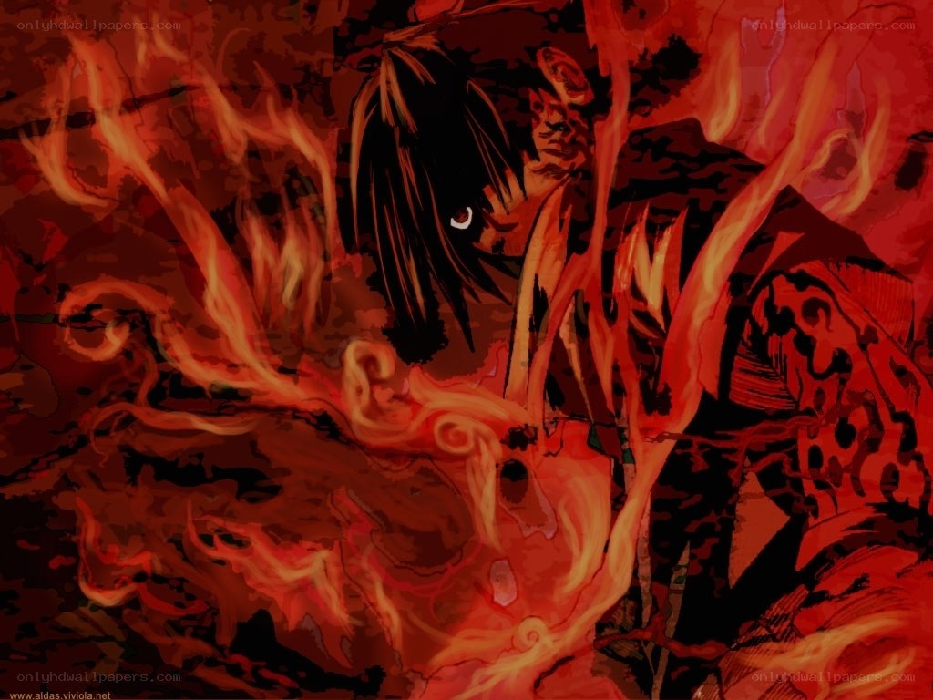 anime character in flames