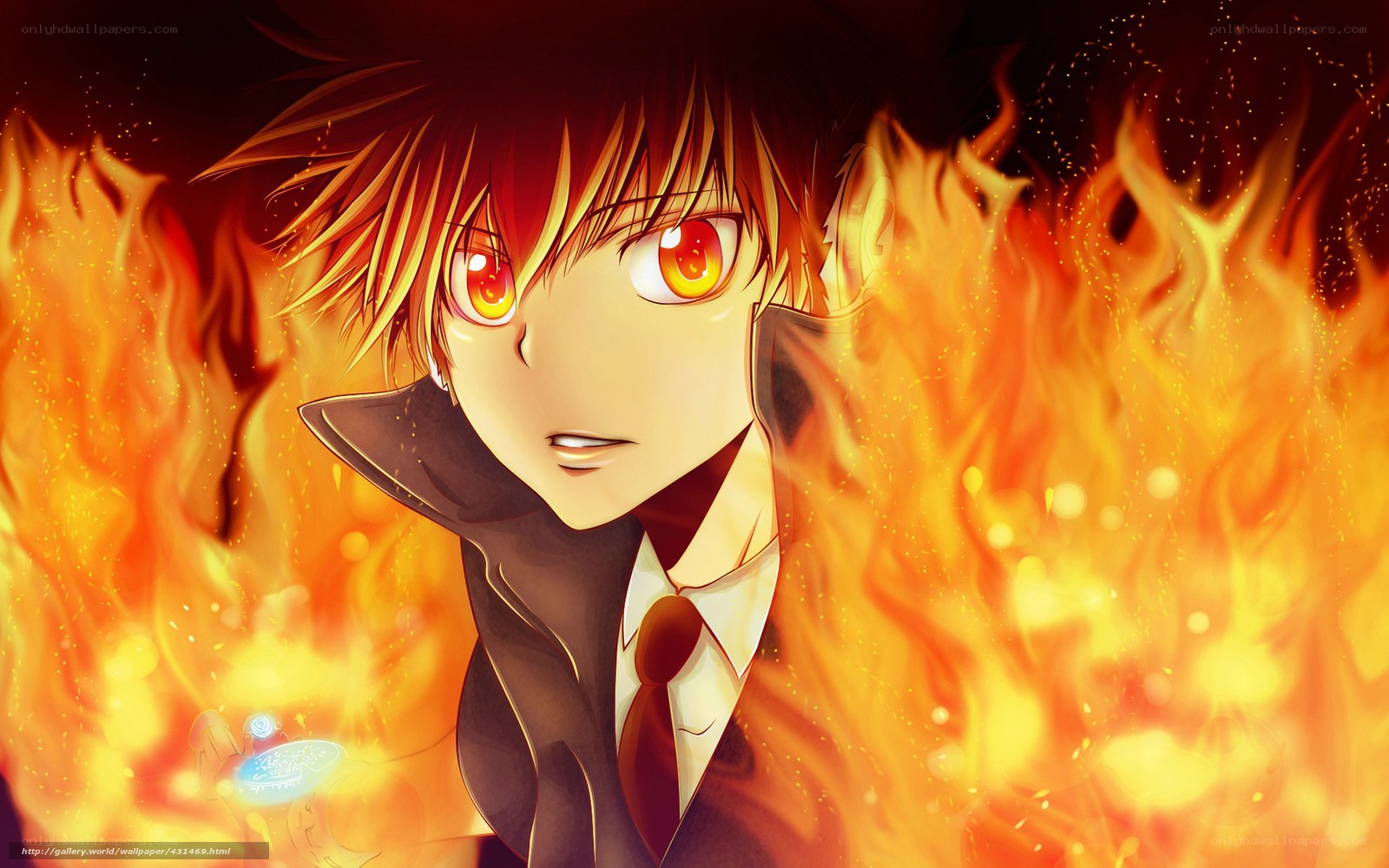 anime character in flames