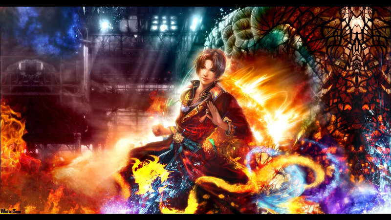 Anime Character in Flames — Orange