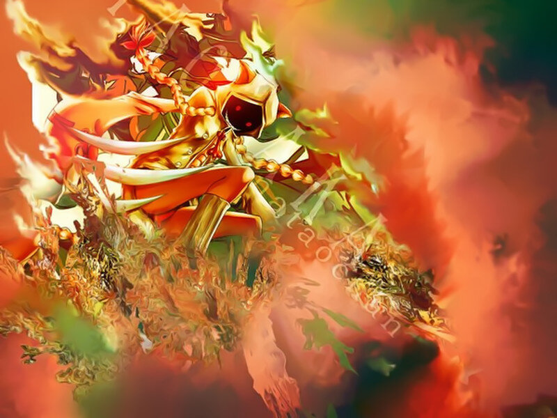 Anime Character in Flames — Red, Dramatic, Digital Art