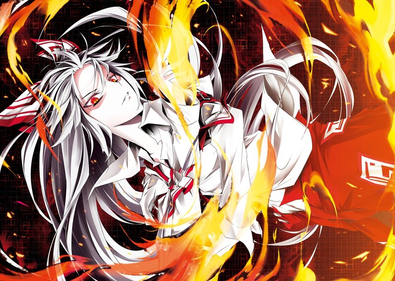 Anime Character in Flames — Red, Dramatic, Manga