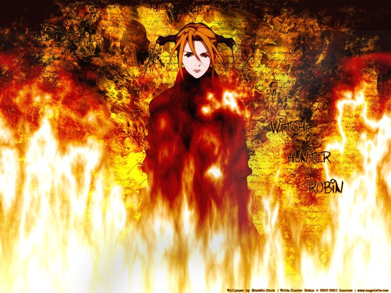 Anime Character in Flames — Red, Dramatic, Text