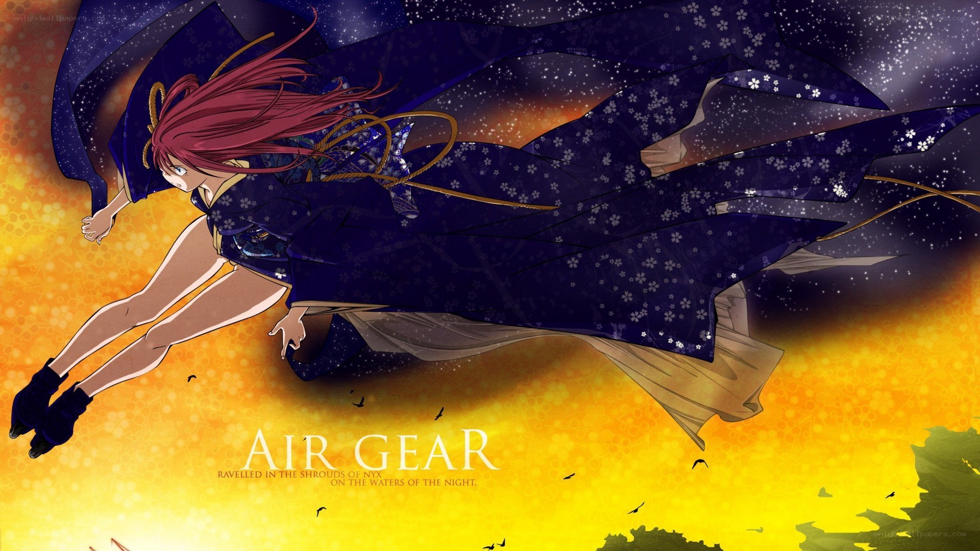 anime character in flight