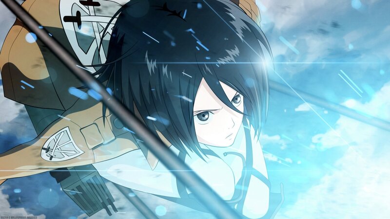 Anime Character in Flight — Blue, Dramatic, Sky