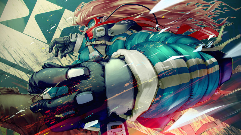 Anime Character in Flight — Blue, Dynamic, Intense