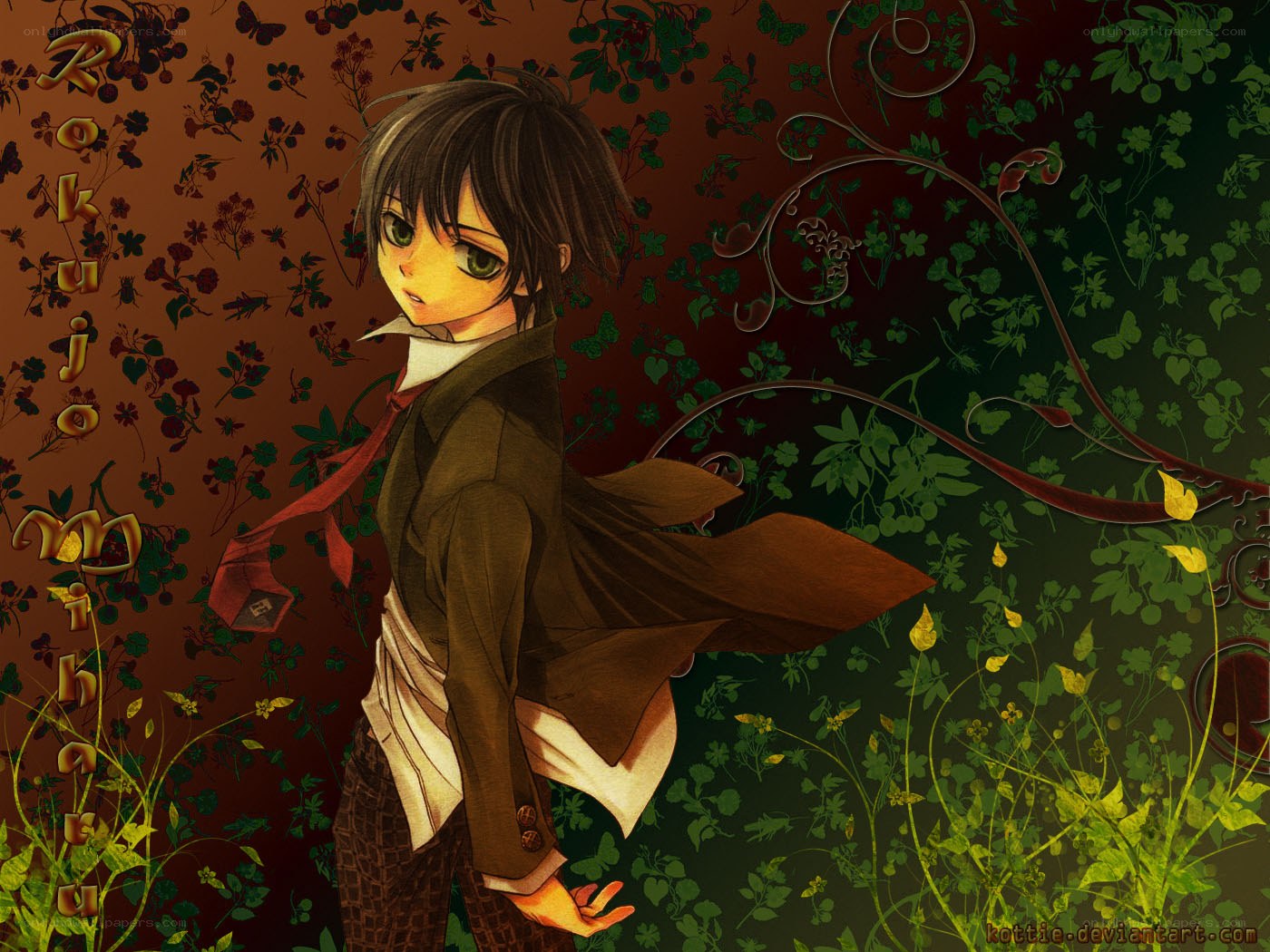 anime character in floral background
