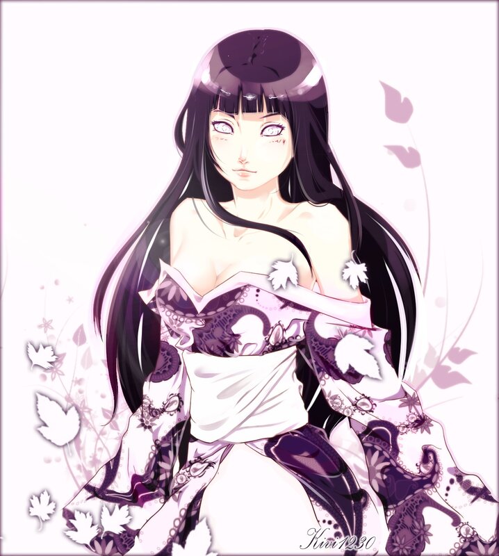 Anime character in floral kimono