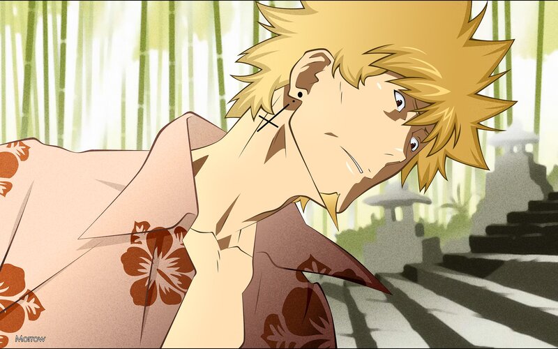 Anime character in floral robe