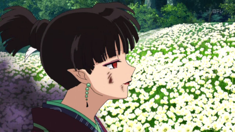 anime character in flower field
