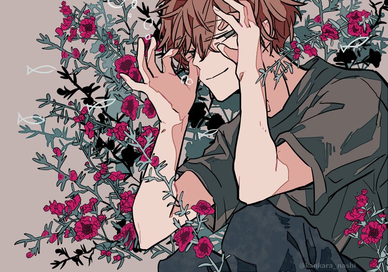 Anime Character in Flowers — Pink, Calm
