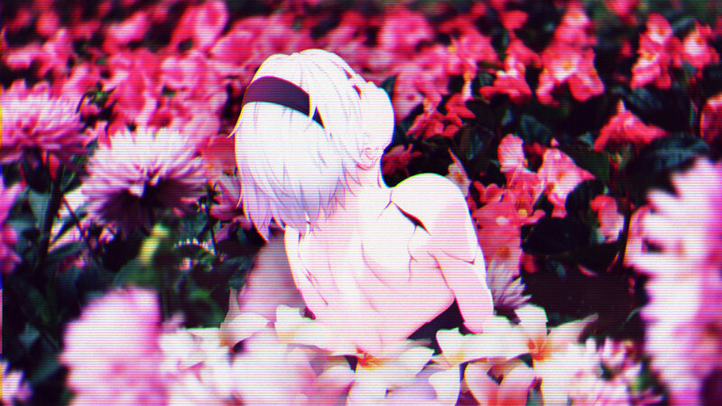 Anime Character in Flowers — Pink