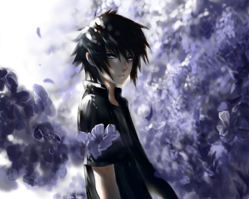 Anime Character in Flowers — Purple