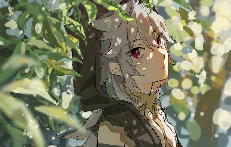 Anime Character in Foliage — Green