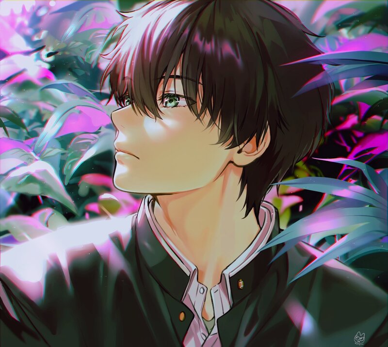 Anime Character in Foliage — Purple