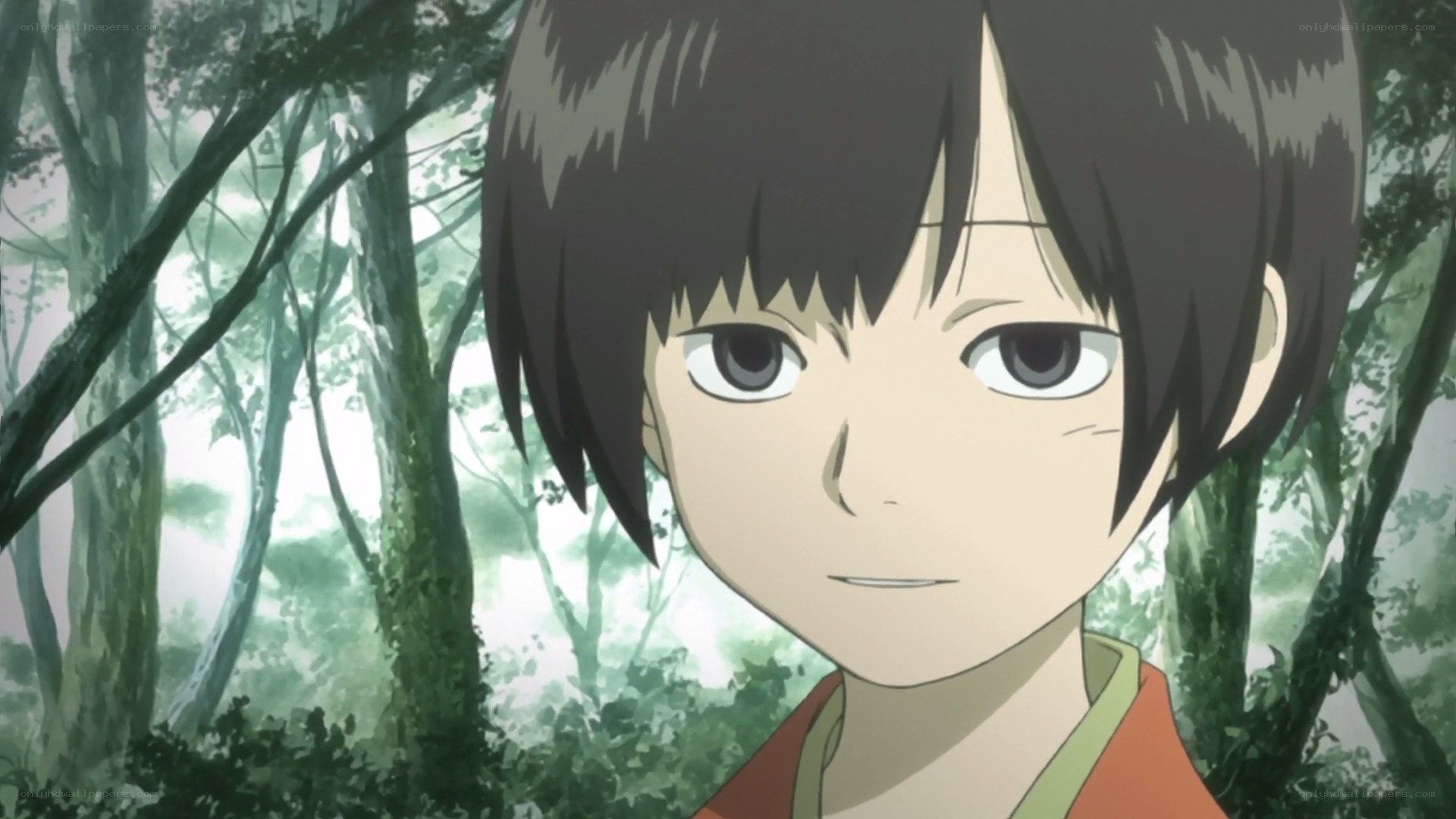 anime character in forest