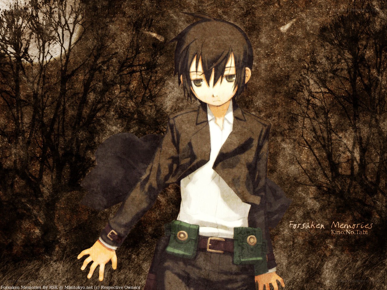 Anime character in forest