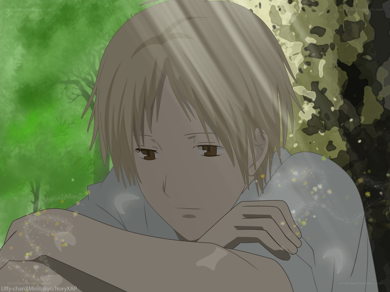 anime character in forest