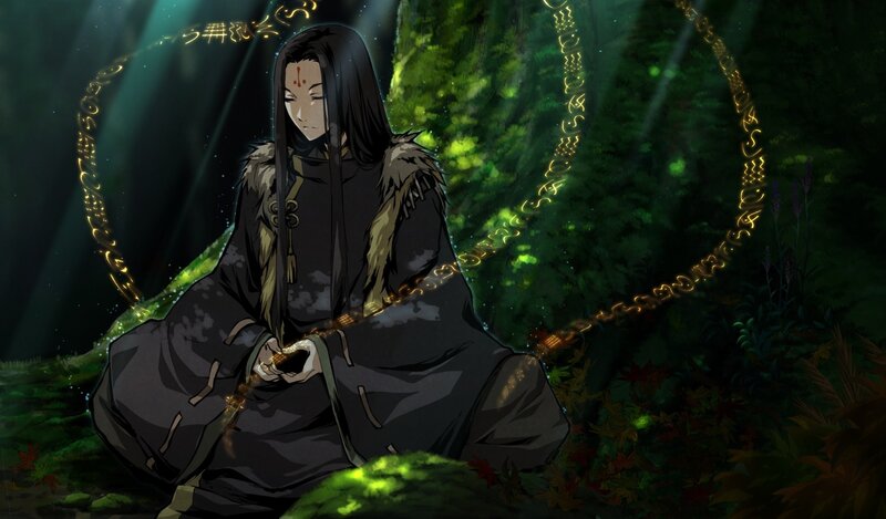 anime character in forest